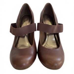 Mary Jane Leather Wedge Heels Chestnut Brown Women’s Size 40/9.5